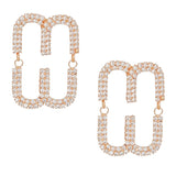Studs Gold Pave Oval Loop Design Earrings Women