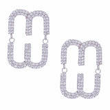 Studs Silver Pave Oval Loop Design Earrings Women