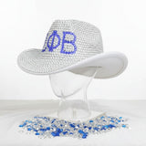 ZPB Sorority Silver Blue Rhinestone Fedora Hat