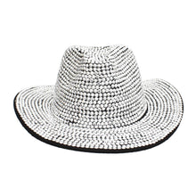 Cargar imagen en el visor de la galería, Fedora Black with Silver Rhinestone Bling Hat
