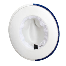 Load image into Gallery viewer, ZPB Sorority Blue White Fedora Pearl Hat for Women
