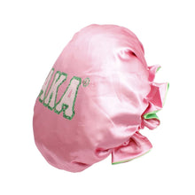 Load image into Gallery viewer, AKA Sorority Pink Green Satin Sleep Bonnet Cap
