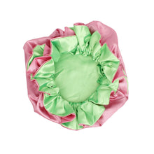Load image into Gallery viewer, AKA Sorority Pink Green Satin Sleep Bonnet Cap

