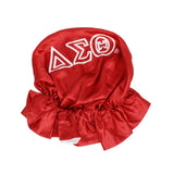 DST Sorority Red White Satin Sleep Bonnet Cap