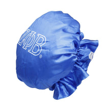 Load image into Gallery viewer, ZPB Sorority Blue White Satin Sleep Bonnet Cap
