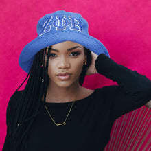 Cargar imagen en el visor de la galería, ZPB Sorority Blue Mesh Embroidered Bucket Hat
