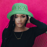 AKA Sorority Green Mesh Embroidered Bucket Hat