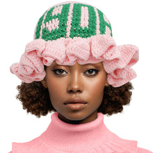 Cargar imagen en el visor de la galería, AKA Sorority Pink Crochet Ruffle 1908 Bucket Hat
