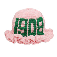 Cargar imagen en el visor de la galería, AKA Sorority Pink Crochet Ruffle 1908 Bucket Hat
