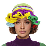 Lime Crochet Multicolor Ruffle Bucket Hat Women