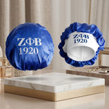 ZPB Blue Silky Satin & Contrast Band Sleep Bonnet