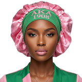 AKA Pink Silky Satin & Contrast Band Sleep Bonnet