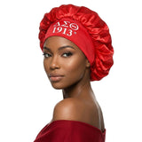 DST Red Silky Satin & Contrast Band Sleep Bonnet