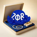 ZPB Blue Greek Crochet Ruffle Bucket Hat
