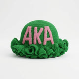 AKA Green Greek Crochet Ruffle Bucket Hat