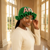 AKA Green Greek Crochet Ruffle Bucket Hat