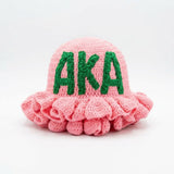 AKA Pink Greek Crochet Ruffle Bucket Hat