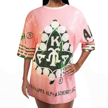 Cargar imagen en el visor de la galería, AKA Sorority Pink Ivy Leaf Sequin Jersey Shirt
