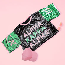 Load image into Gallery viewer, Alpha Kappa Alpha Black Sequin Jersey Shirt
