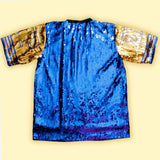 SGRHO Sorority Blue and Gold Sequin Jersey Shirt