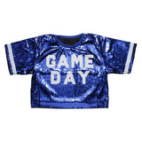 Jersey ZPB Blue White Sequin GAME DAY Crop Top