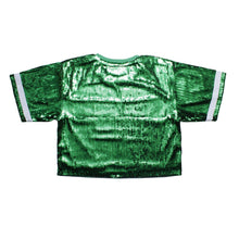 Cargar imagen en el visor de la galería, Jersey AKA Green White Sequin GAME DAY Crop Top
