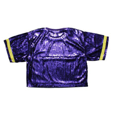 Cargar imagen en el visor de la galería, Jersey Purple Yellow Sequin GAME DAY Crop Top
