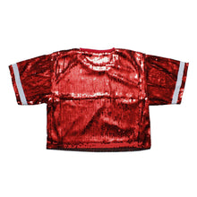 Cargar imagen en el visor de la galería, Jersey DST Red White Sequin GAME DAY Crop Top

