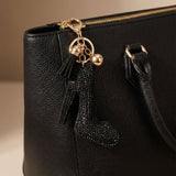Keychain Black High Heel Sparkle Purse Charm