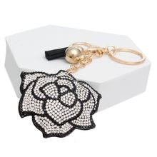Cargar imagen en el visor de la galería, Keychain Radiant Black Rhinestone Rose Charm
