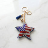 USA Patriotic Star Padded Keychain Bag Clip