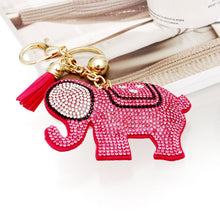 Cargar imagen en el visor de la galería, Keychain Glam Pink Rhinestone Elephant Charm Clip
