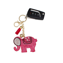 Cargar imagen en el visor de la galería, Keychain Glam Pink Rhinestone Elephant Charm Clip
