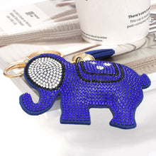 Cargar imagen en el visor de la galería, Keychain Glam Blue Rhinestone Elephant Charm Clip

