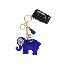 Cargar imagen en el visor de la galería, Keychain Glam Blue Rhinestone Elephant Charm Clip
