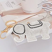 Cargar imagen en el visor de la galería, Keychain Glam White Rhinestone Elephant Charm
