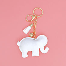 Cargar imagen en el visor de la galería, Keychain Glam White Rhinestone Elephant Charm
