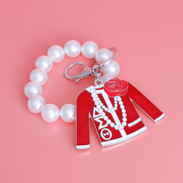 Red and White Delta Sorority Keychain