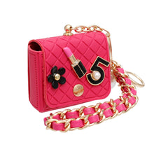 Cargar imagen en el visor de la galería, Fuchsia Quilted Gold AirPods Earbud Case Keychain

