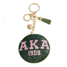 Cargar imagen en el visor de la galería, AKA Pink Green Padded Sorority Keychain
