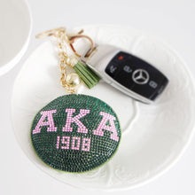 Cargar imagen en el visor de la galería, AKA Pink Green Padded Sorority Keychain
