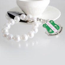 Load image into Gallery viewer, AKA White Pearl Shield Keychain
