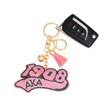 Load image into Gallery viewer, AKA Sorority 1908 Pink Padded Keychain Clip
