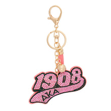 Load image into Gallery viewer, AKA Sorority 1908 Pink Padded Keychain Clip
