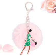 Cargar imagen en el visor de la galería, AKA Sorority Glam Gal Pom Pom Keychain Women
