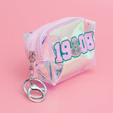 AKA Sorority Iridescent Zipper Pouch Keychain Clip
