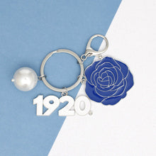 Load image into Gallery viewer, ZPB Sorority Flower 1920 Keychain and Bag Clip
