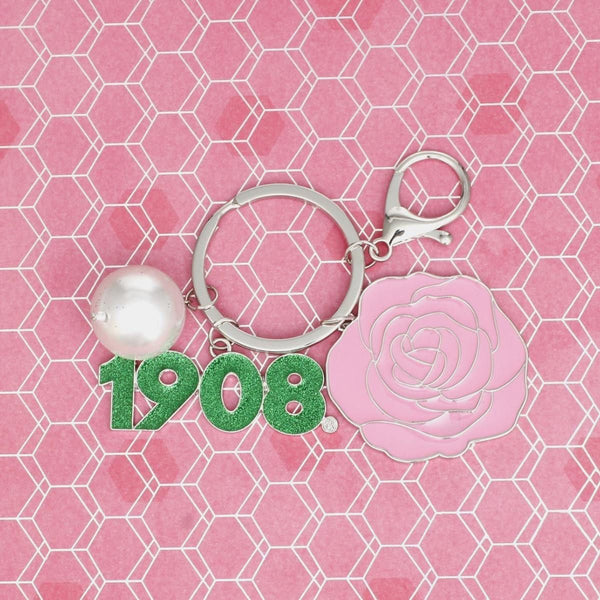 AKA Sorority Flower 1908 Keychain and Bag Clip