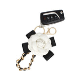 Keychain White Camellia Gold Chain Handbag Clip