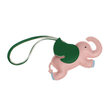 Cargar imagen en el visor de la galería, Bag Charm Pink Green Faux Leather Flying Elephant

